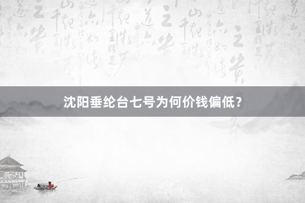 沈阳垂纶台七号为何价钱偏低?